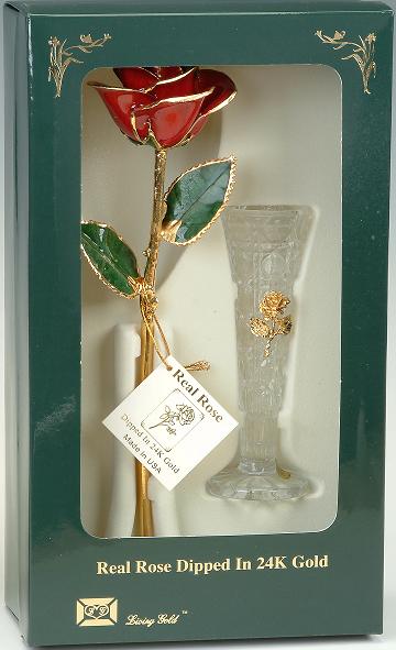 Red with Rose Stand 24K Gold Rose Red Fresh Rose Dipped in 24 Karat Gold Natural Shape Rose Flower Gift for Her on Birthday Wedding Anniversary Graduation Housewarming Apology or Thankfulness